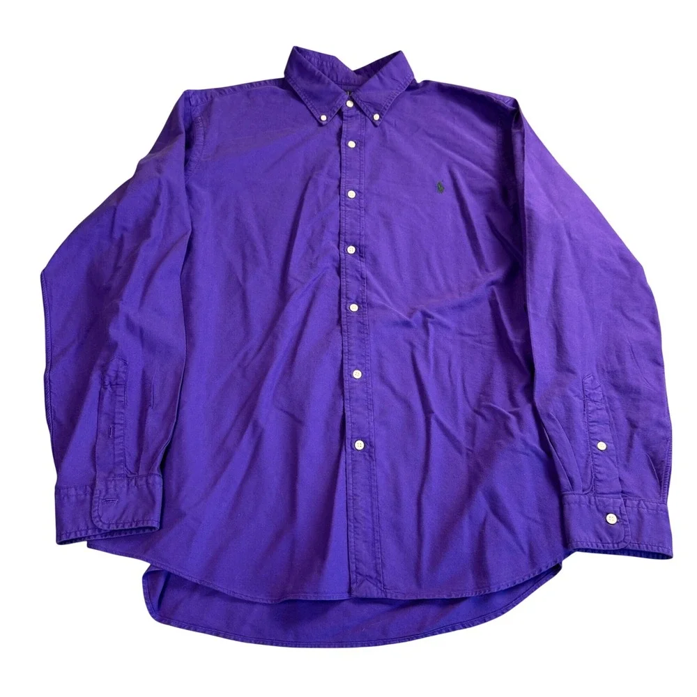 Polo Ralph Lauren Button Down Shirt Mens XXL Purple Classic Fit Long Sleeve Pony